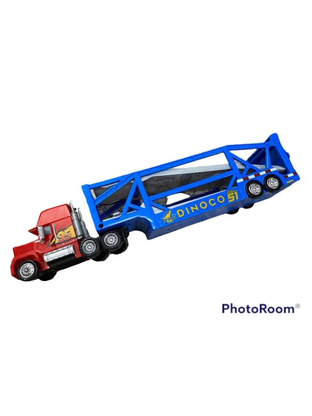 Disney Pixar Cars Launching Mack Transporter With Dinoco Trailer